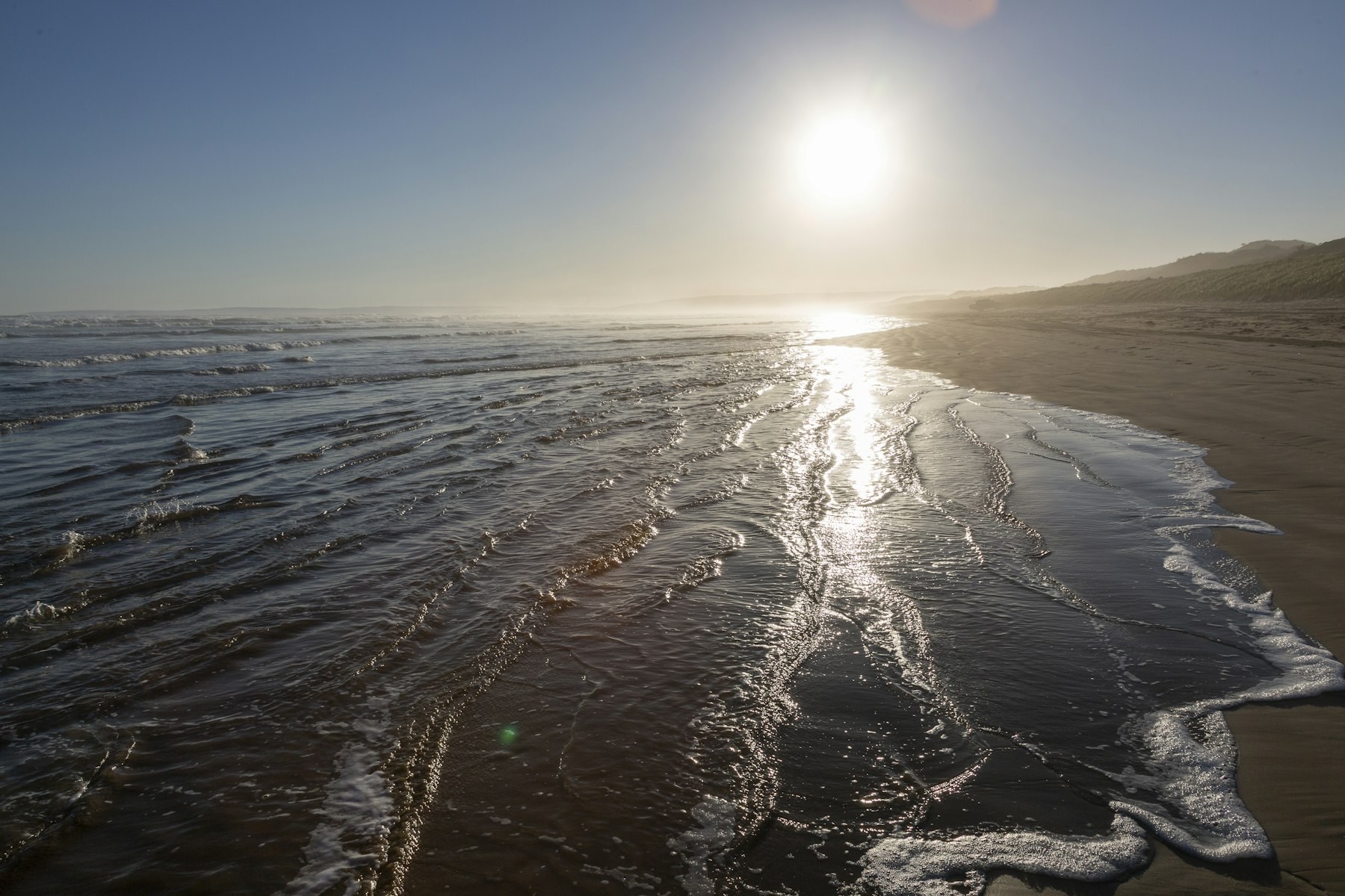 Sunset over the beach on the south coast