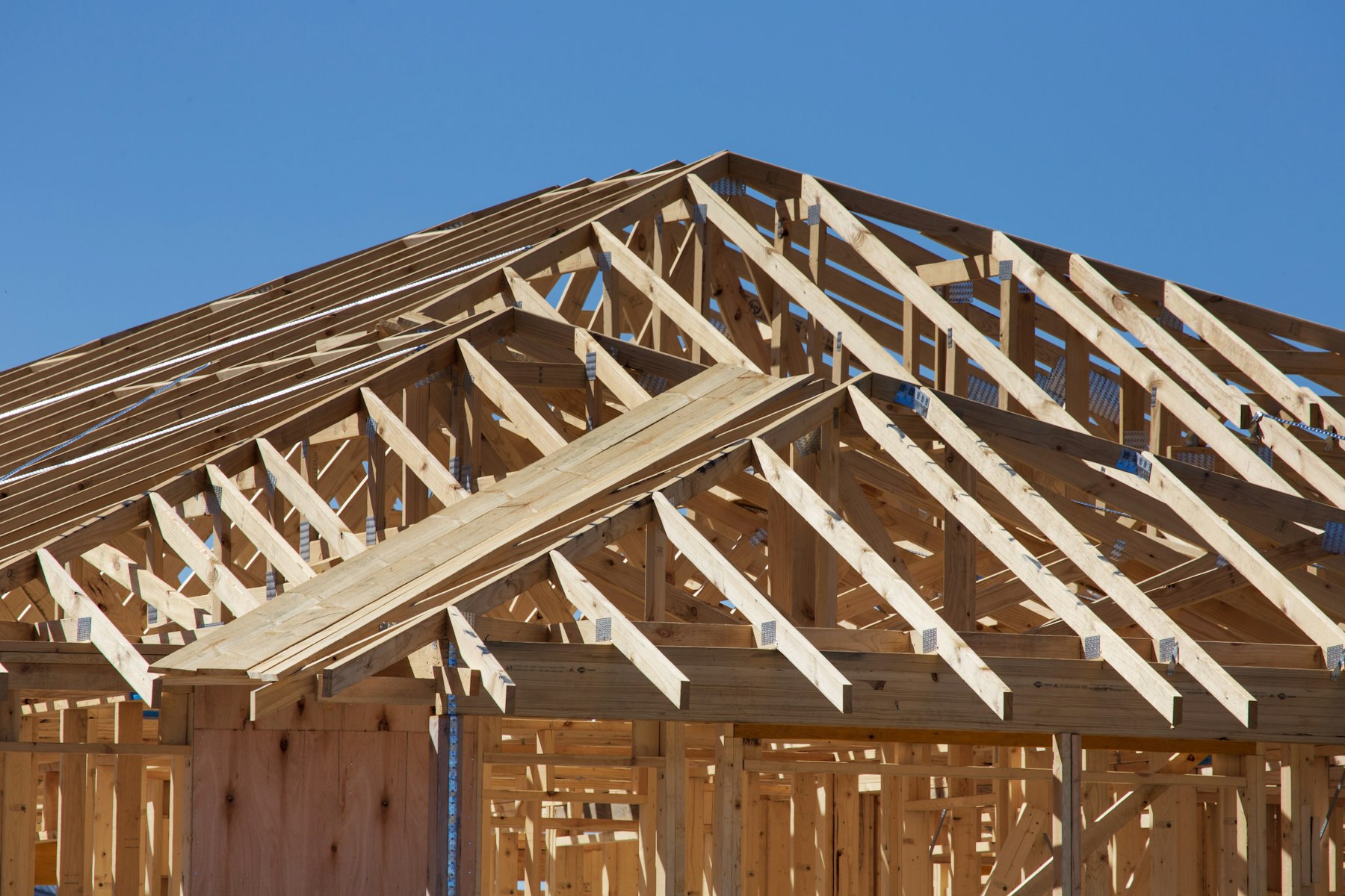 Timber frame of a new house under construction
