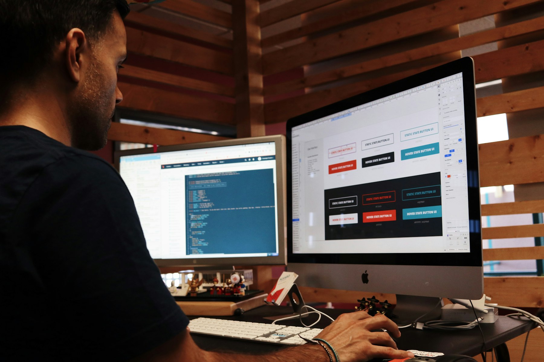 Web designer working at an iMac