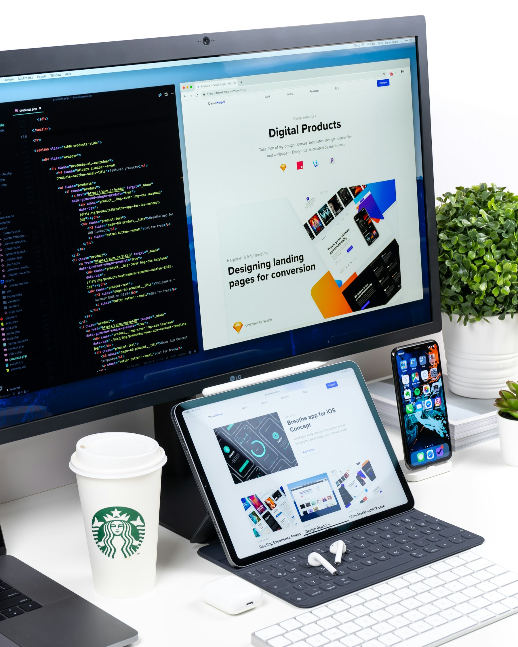 Computer screen showing an online shop with product photos